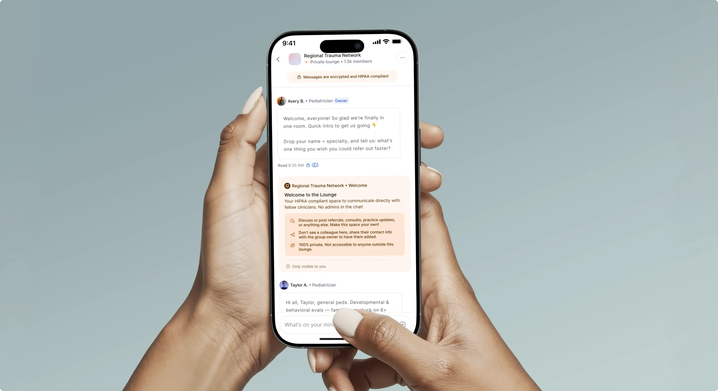 A private lounge’s group chat.