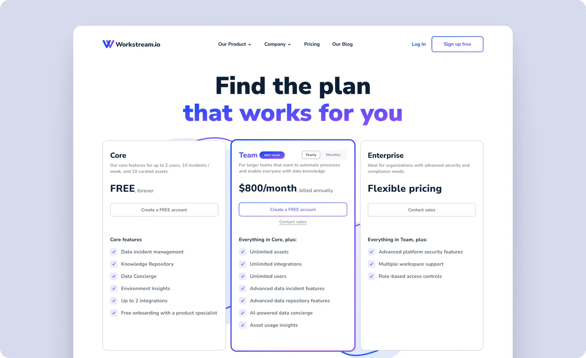 Workstream, pricing